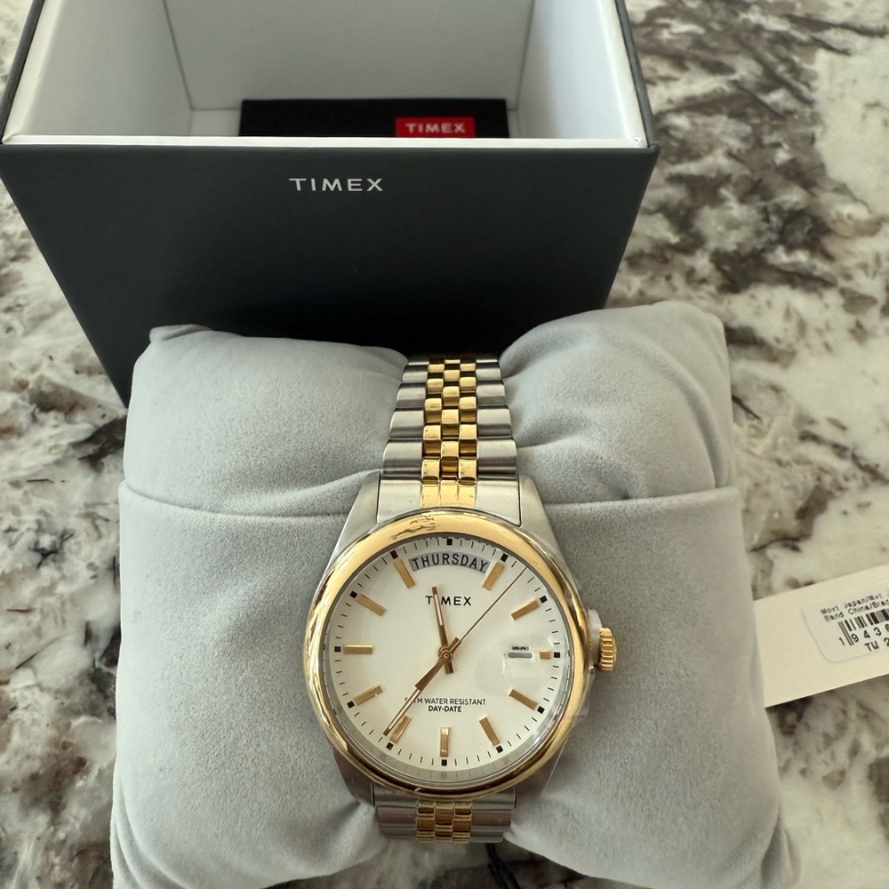 Timex Women's Two-Tone Gold and Silver Day-Date Watch